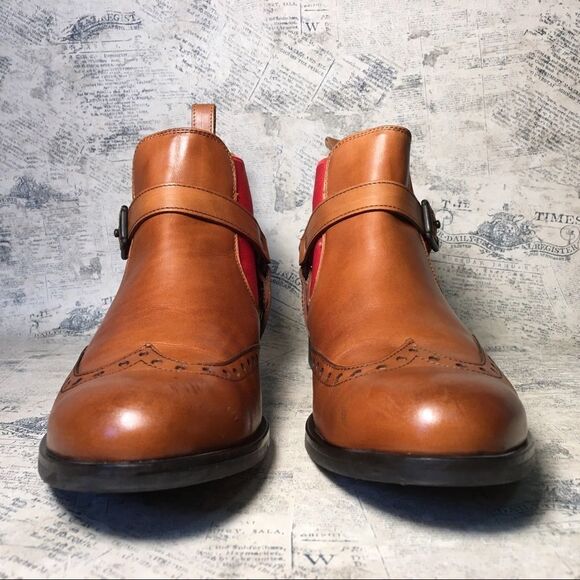 Pertini brown leather booties with red elastic - Picture 3 of 16